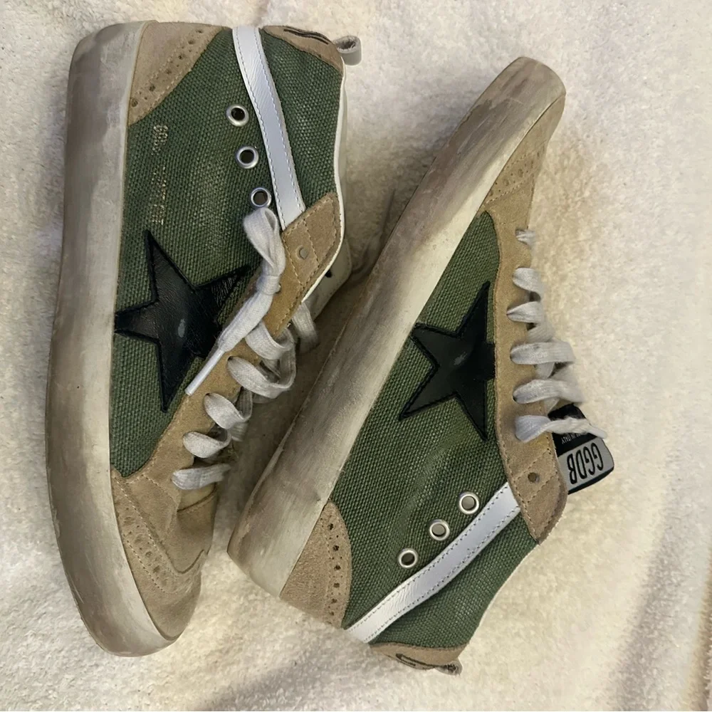 Golden Goose Green and Tan Midstar Shoes - Picture 1 of 11